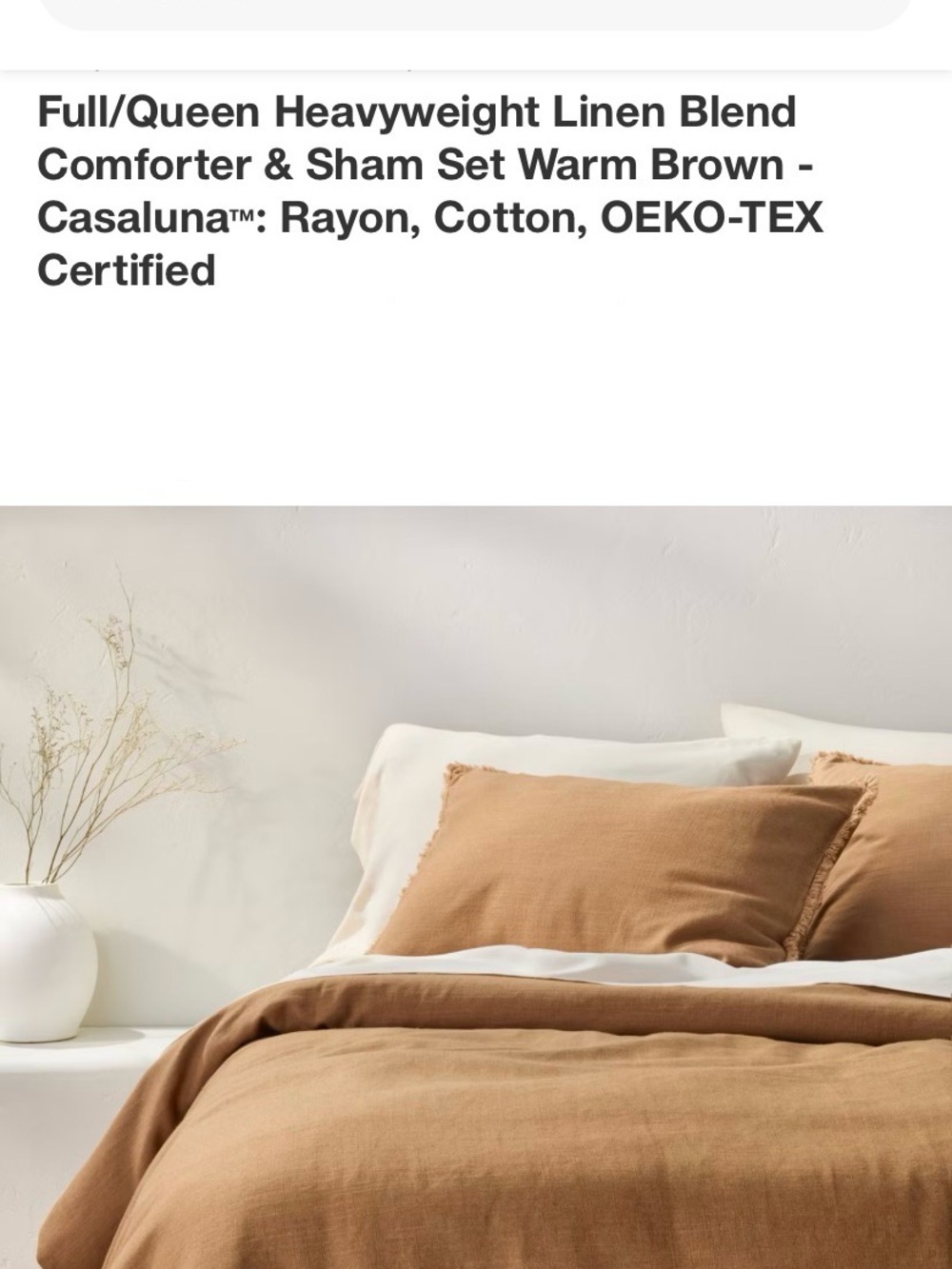 Casaluna Linen-Blend Comforter & Sham Set in Warm Brown